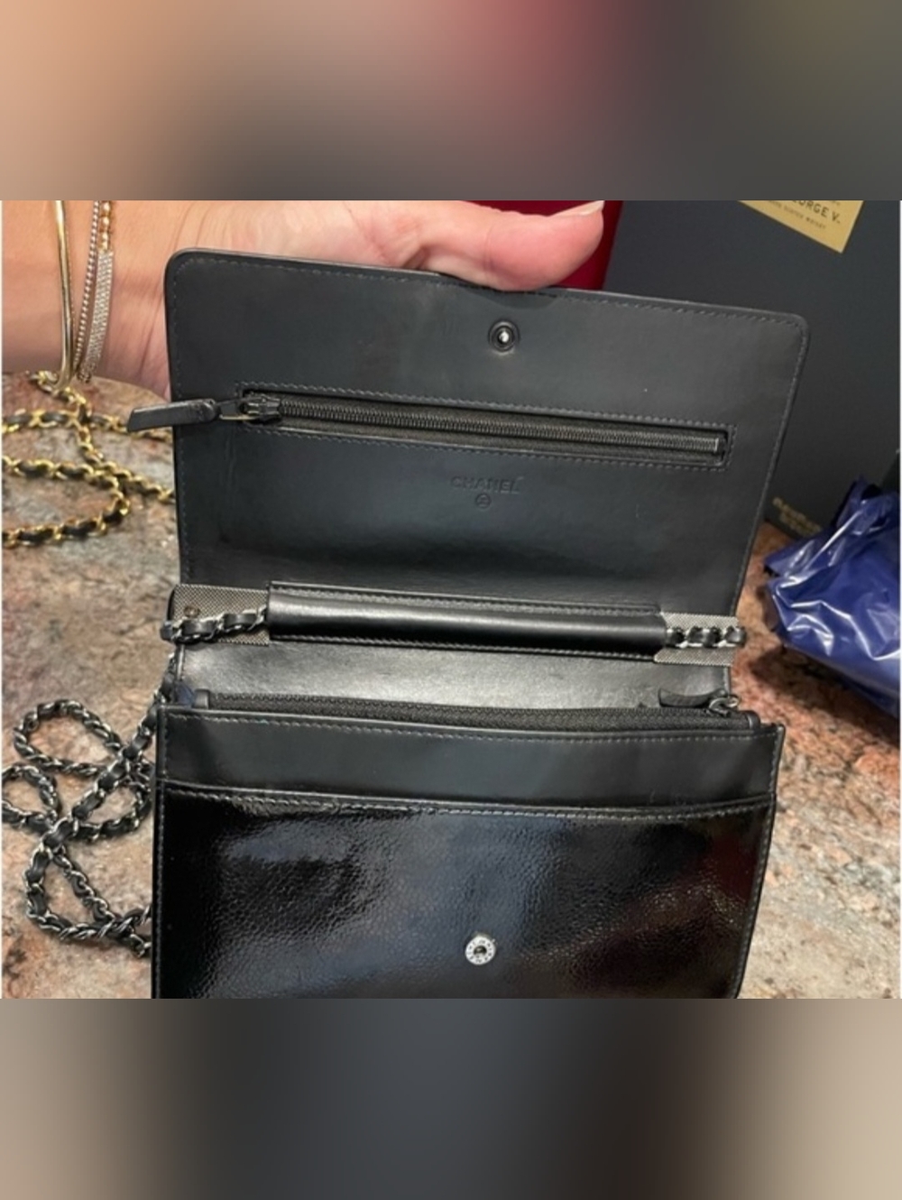🦄 Customized Chanel Black Patent  Leather WOC Chain Bag - Picture 11 of 14